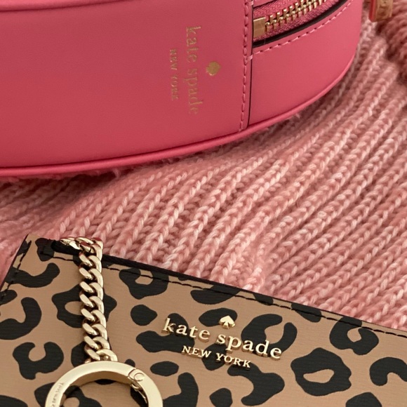 Kate Spade love shack heart purse Pomegranate & Leopard Zip Credit Card Case - Picture 10 of 14